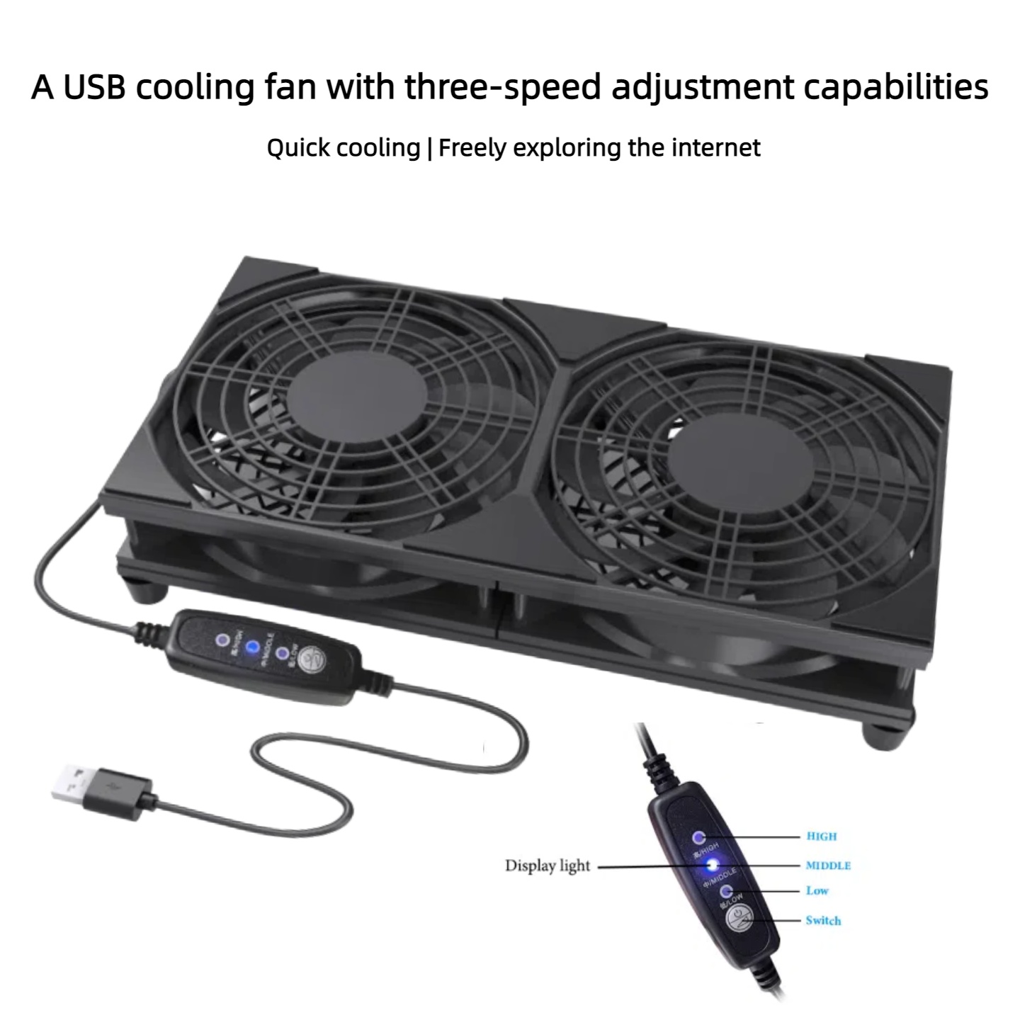 Dual USB Cooling Fan with 3-Sp - Gaming Console With Controller recension och pris