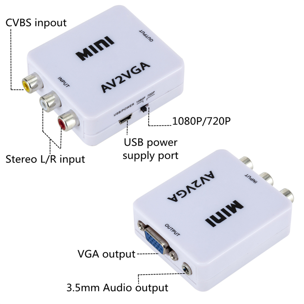 VGA to AV Converter 1080P RCA  - Gaming Console Or Pc recension och pris